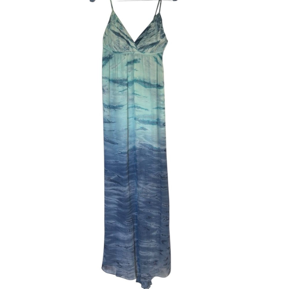Gypsy 05 Silk Blue Gradient Babydoll Maxi Dress‎ Small